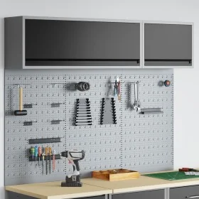 Set de Gabinete y Panel Perforado de Herramientas de 5 Piezas Montado en la Pared de Metal Negro von , Werkzeugorganisation u...