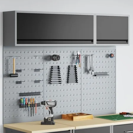 Set de Gabinete y Panel Perforado de Herramientas de 5 Piezas Montado en la Pared de Metal Negro by , Tool Organization and S...