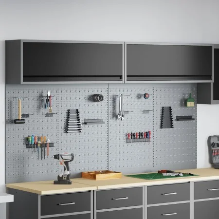 Juego de Gabinete y Panel de Herramientas de 6 Piezas Montado en la Pared de Metal Negro by , Tool Organization and Storage -...