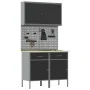 Conjunto de gabinete de trabajo y panel perforado de 5 piezas Negro MDF y metal by , Work tables - Ref: Foro24-3321416, Price...