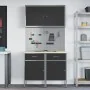 Conjunto de gabinete de trabajo y panel perforado de 5 piezas Negro MDF y metal by , Work tables - Ref: Foro24-3321416, Price...