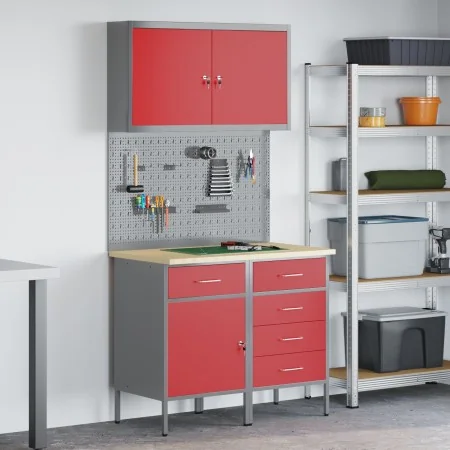 Conjunto de Banco de Trabajo de 5 Piezas Rojo Acero de , Mesas de trabajo - Ref: Foro24-3321425, Precio: 385,88 €, Descuento: %