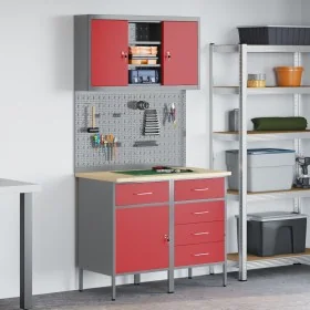 Set de Banco de Trabajo de 5 Piezas Rojo Acero