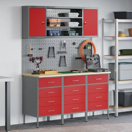 Conjunto de banco de trabajo de 7 piezas en acero rojo von , Arbeitstische - Ref: Foro24-3321437, Preis: 587,56 €, Rabatt: %