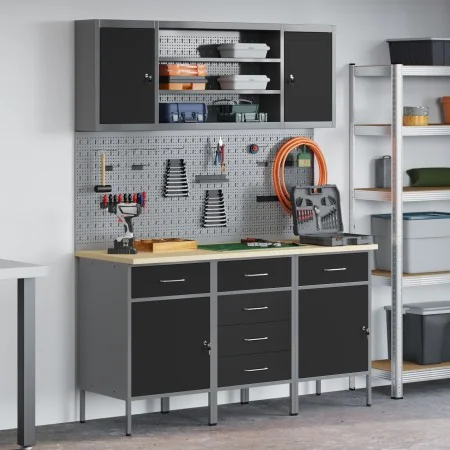 7-piece workbench set in black steel | Foro24.es | Tu tienda online para hogar, jardín y más Foro24.es