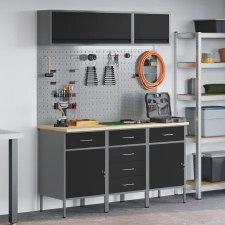 8-piece workbench set Black Steel by , Work tables - Ref: Foro24-3321444, Price: 590,18 €, Discount: %