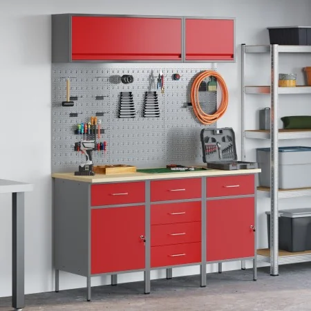 8-piece workbench set Steel Red by , Work tables - Ref: Foro24-3321445, Price: 577,65 €, Discount: %