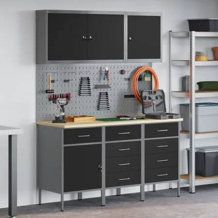 8-Piece Workbench Set Black Steel by , Work tables - Ref: Foro24-3321446, Price: 601,59 €, Discount: %