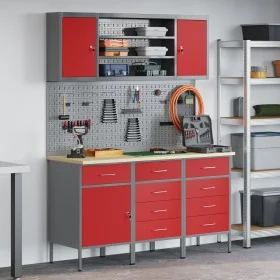 7-piece workbench in red metal