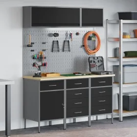 8-piece black steel workbench set by , Work tables - Ref: Foro24-3321450, Price: 609,84 €, Discount: %