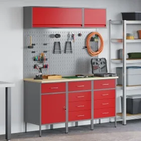 8-piece workbench set in red steel