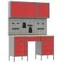 Conjunto de armario y panel de herramientas de 8 piezas en MDF y metal rojo de , Mesas de trabajo - Ref: Foro24-3321459, Prec...