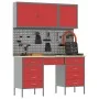 Conjunto de armario y panel de herramientas de 8 piezas en MDF y metal rojo de , Mesas de trabajo - Ref: Foro24-3321459, Prec...