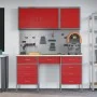 Conjunto de armario y panel de herramientas de 8 piezas en MDF y metal rojo de , Mesas de trabajo - Ref: Foro24-3321459, Prec...