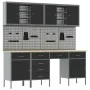 10-Piece Workbench Set in Black Steel by , Work tables - Ref: Foro24-3321478, Price: 759,61 €, Discount: %
