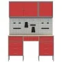 Conjunto de armario y panel de herramientas de 8 piezas en MDF y metal rojo de , Mesas de trabajo - Ref: Foro24-3321459, Prec...