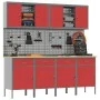 10-Piece Cabinet and Perforation Board Set in Red, MDF and Metal | Foro24.es | Tu tienda online para hogar, jardín y más Foro24.es
