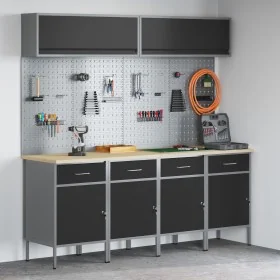 10-Piece Work Cabinet and Tool Panel Set Black