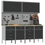 Set of Work Cabinet and 10 Peg Panel of 10 Pieces Black MDF and Metal | Foro24.es | Tu tienda online para hogar, jardín y más Foro24.es