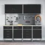 Set of Work Cabinet and 10 Peg Panel of 10 Pieces Black MDF and Metal | Foro24.es | Tu tienda online para hogar, jardín y más Foro24.es