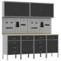 Set of Work Cabinet and 10 Peg Panel of 10 Pieces Black MDF and Metal | Foro24.es | Tu tienda online para hogar, jardín y más Foro24.es