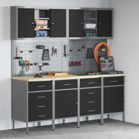 10-piece work cabinet and perforated panel set