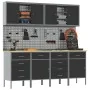 10-piece work cabinet and perforated panel set black MDF and metal | Foro24.es | Tu tienda online para hogar, jardín y más Foro24.es