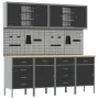 10-piece work cabinet and perforated panel set black MDF and metal | Foro24.es | Tu tienda online para hogar, jardín y más Foro24.es