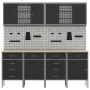 10-piece work cabinet and perforated panel set black MDF and metal | Foro24.es | Tu tienda online para hogar, jardín y más Foro24.es