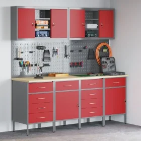 10-Piece Work Cabinet and Nail Board Set in Red