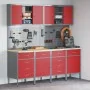 10-teiliges Set aus Arbeitsschrank und Nagelbrett in Rot, MDF und Metall von , Arbeitstische - Ref: Foro24-3321491, Preis: 80...