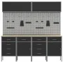 Set mit 10 Stück Arbeitsschrank und Werkzeugplatte, schwarzes MDF und Metall von , Arbeitstische - Ref: Foro24-3321492, Preis...