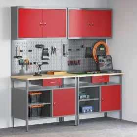 8-teiliges Werkbank-Set aus rotem Stahl