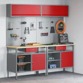 8-piece workbench set in red steel