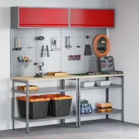 8-teiliges Werkbank-Set aus grauem Stahl