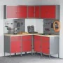 Set mit 12 Stück Arbeitsschrank und roter MDF- und Metall-Steckplatte von , Arbeitstische - Ref: Foro24-3321507, Preis: 852,6...