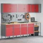 Set of 12 Pieces of Work Cabinet and Red MDF and Metal Pegboard | Foro24.es | Tu tienda online para hogar, jardín y más Foro24.es