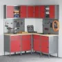 Set of 12 Work Table and Drilling Panel of 12 Pieces Red MDF and Metal | Foro24.es | Tu tienda online para hogar, jardín y más Foro24.es