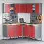 Set of 12 Cabinets and Work Tables of 12 Pieces Red MDF and Metal | Foro24.es | Tu tienda online para hogar, jardín y más Foro24.es