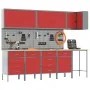 Set of 12 Cabinets and Work Tables of 12 Pieces Red MDF and Metal | Foro24.es | Tu tienda online para hogar, jardín y más Foro24.es