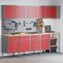 Set of 12 Cabinets and Work Tables of 12 Pieces Red MDF and Metal | Foro24.es | Tu tienda online para hogar, jardín y más Foro24.es