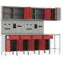 Set of 12 Cabinets and Work Tables of 12 Pieces Red MDF and Metal | Foro24.es | Tu tienda online para hogar, jardín y más Foro24.es