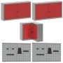 Set of 12 Cabinets and Work Tables of 12 Pieces Red MDF and Metal | Foro24.es | Tu tienda online para hogar, jardín y más Foro24.es