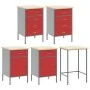 Set of 12 Cabinets and Work Tables of 12 Pieces Red MDF and Metal | Foro24.es | Tu tienda online para hogar, jardín y más Foro24.es