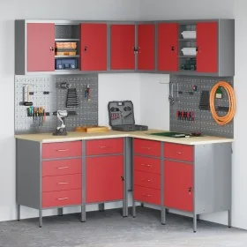 12-piece cabinet and drill panel set in red, MDF