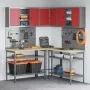 10-Piece Engineered Wood and Red Metal Tool Storage Table Set | Foro24.es | Tu tienda online para hogar, jardín y más Foro24.es
