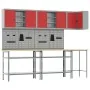 10-Piece Engineered Wood and Red Metal Tool Storage Table Set | Foro24.es | Tu tienda online para hogar, jardín y más Foro24.es