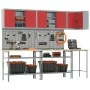 10-Piece Engineered Wood and Red Metal Tool Storage Table Set | Foro24.es | Tu tienda online para hogar, jardín y más Foro24.es