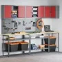 10-Piece Engineered Wood and Red Metal Tool Storage Table Set | Foro24.es | Tu tienda online para hogar, jardín y más Foro24.es