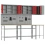 10-Piece Engineered Wood and Red Metal Tool Storage Table Set | Foro24.es | Tu tienda online para hogar, jardín y más Foro24.es